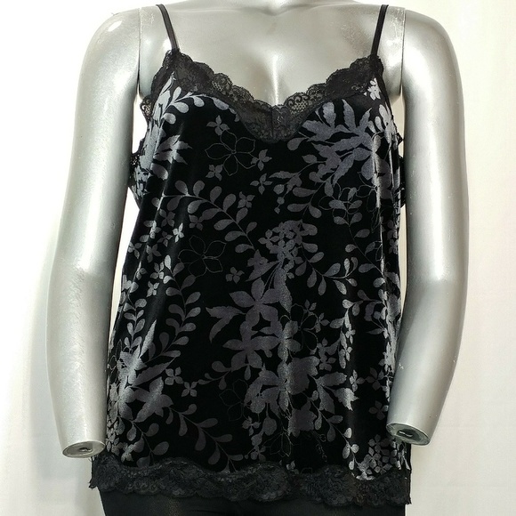 attention Tops - Attention Black & Silver Floral Lace Camisole 2X
